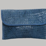 Braided Leather Wallet Blue 001