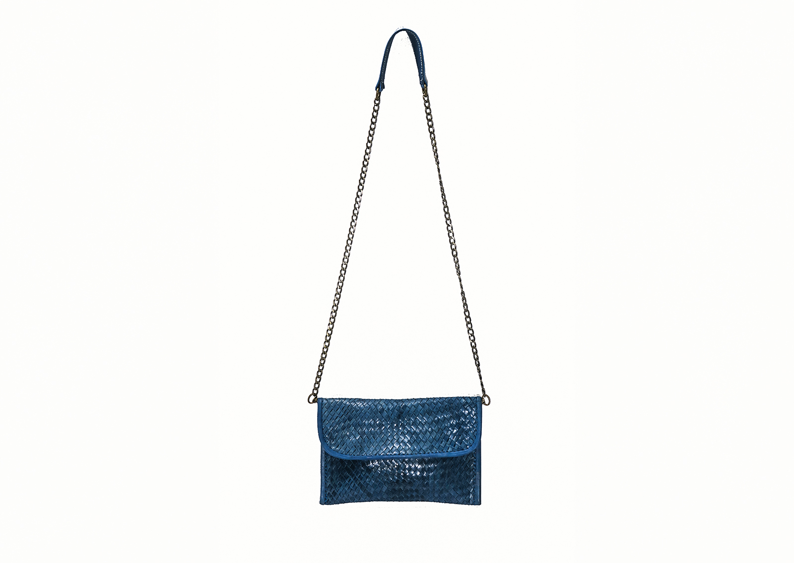 Braided Leather Wallet Blue 003