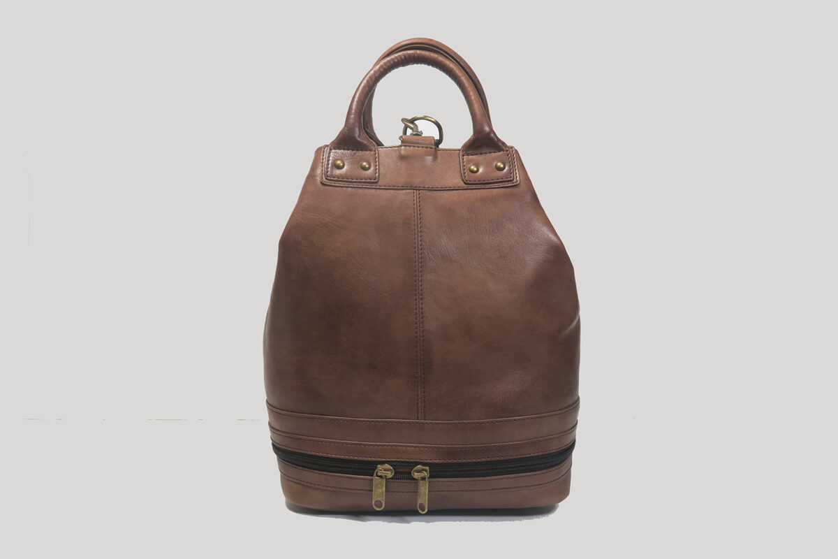 Convertible Leather Backpack Brown 001