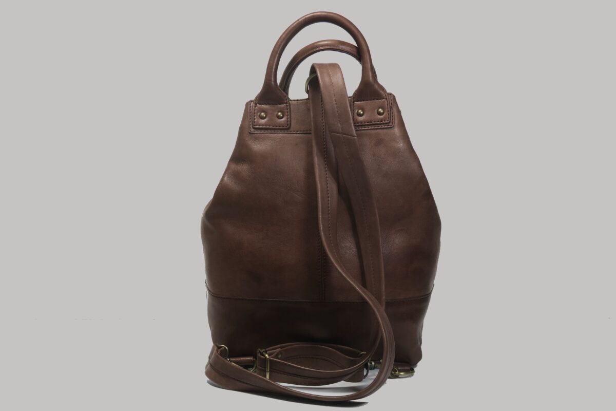 Convertible Leather Backpack Brown 003