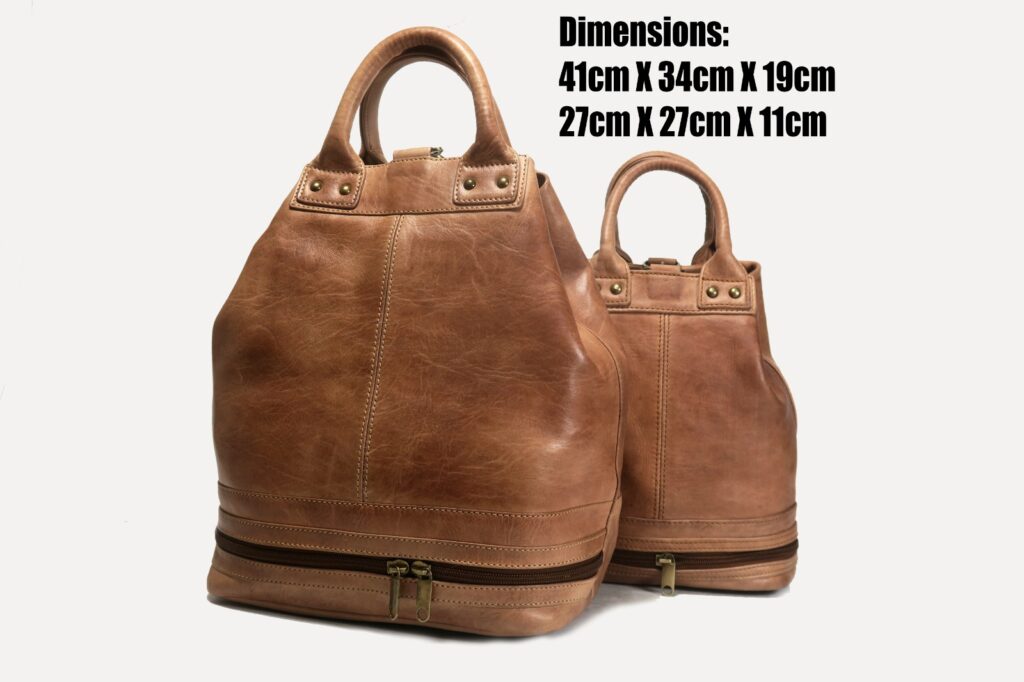 Convertible Leather Backpack Size