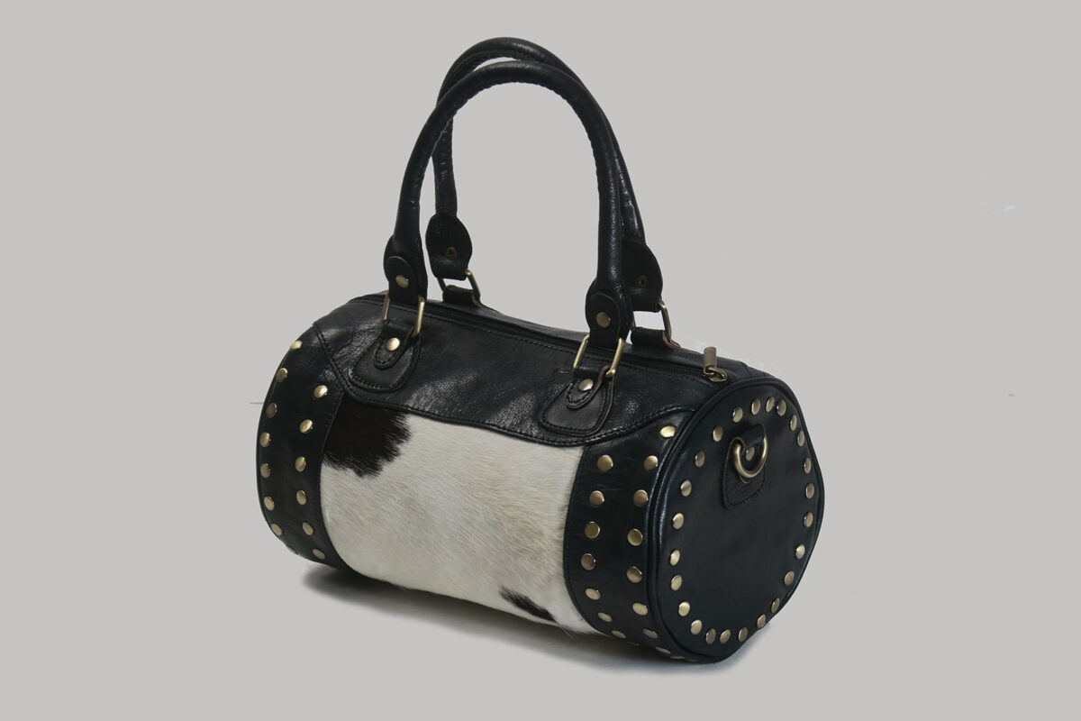 Handcrafted Cowhide Leather Bag Black 004